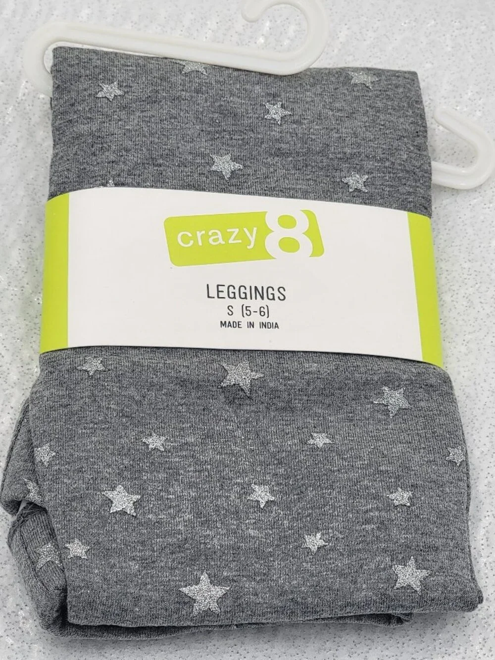 Crazy8 Girls Glitter Star Print Leggings-Gray Size Small